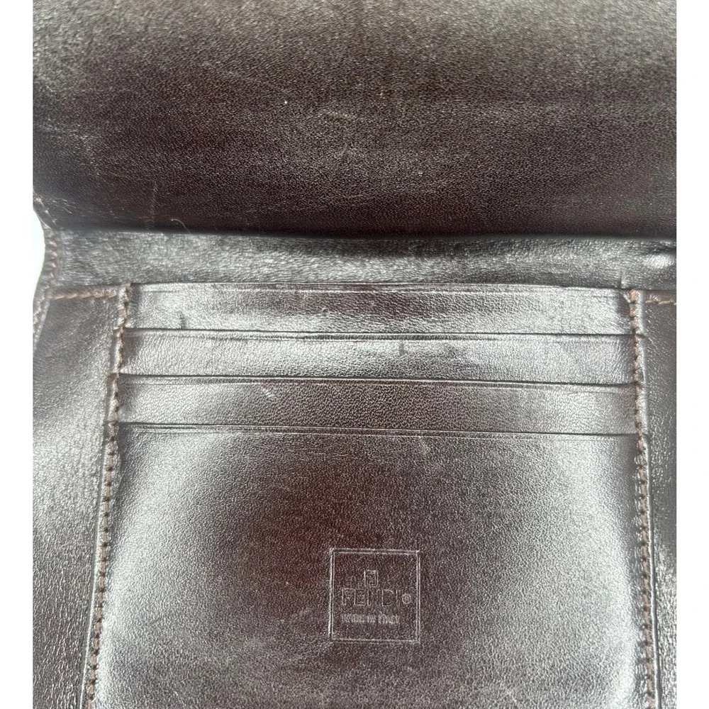 Fendi Zucca Monogram Leather Canvas Bi Fold Wallet‎ Brown#290